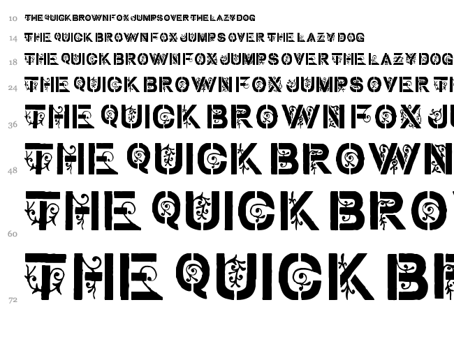 Stencil Gothic font waterfall